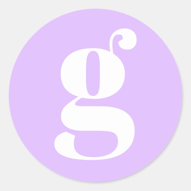 Modern Monogram Initial Letter Pastel Lavender Classic Round Sticker (Front)