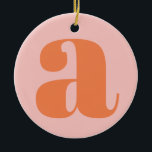 Modern Monogram Initial Letter Pastel Pink Orange Ceramic Ornament<br><div class="desc">Cute modern monogram with the first letter of your choosing,  in pastel pink and orange.</div>