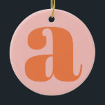 Modern Monogram Initial Letter Pastel Pink Orange Ceramic Ornament<br><div class="desc">Cute modern monogram with the first letter of your choosing,  in pastel pink and orange.</div>