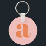 Modern Monogram Initial Letter Pastel Pink Orange  Keychain<br><div class="desc">Cute keychain with modern monogram in pastel pink and orange.</div>