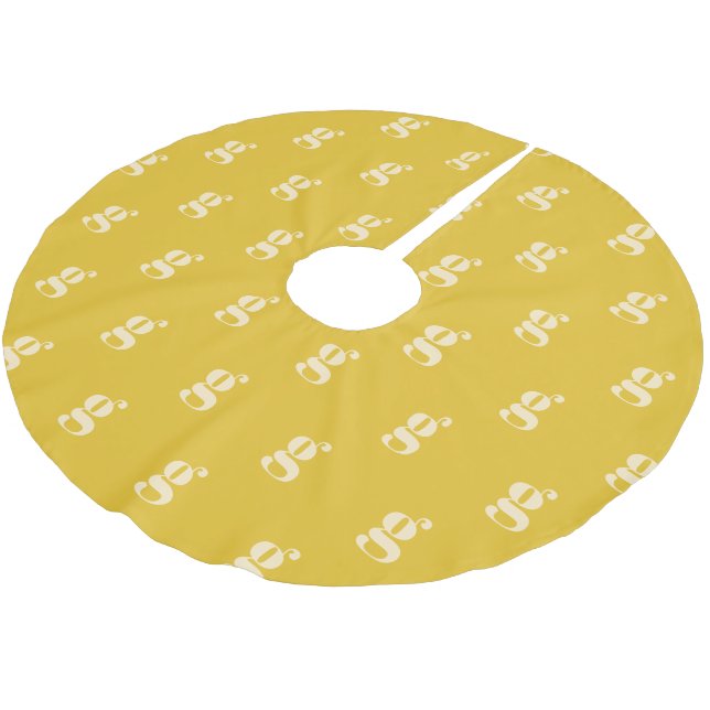 Modern Monogram Initial Letter Pastel Yellow Cream Brushed Polyester Tree Skirt (Angled)