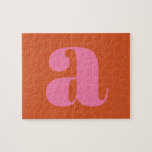 Modern Monogram Initial Letter Pink and Orange Jigsaw Puzzle<br><div class="desc">Cute modern monogram in pink and orange.</div>