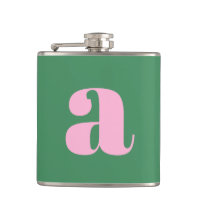Modern Monogram Initial Letter Pink Green Wedding