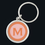 Modern Monogram Initial Letter Pink Orange Keychain<br><div class="desc">Modern monogrammed keychain with monogram initial in classic block typography in pink and orange.</div>