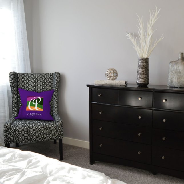 Modern Monogram Initial Letter purple Throw Pillow (Creator Uploaded)