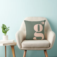 Modern Monogram Initial Letter Sage Green Blush