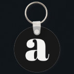Modern Monogram Initial Letter Simple Black White Keychain<br><div class="desc">Cute keychain with modern monogram in simple Black and White</div>