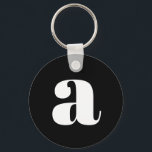 Modern Monogram Initial Letter Simple Black White Keychain<br><div class="desc">Cute keychain with modern monogram in simple Black and White</div>
