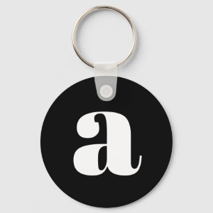 Modern Monogram Initial Letter Simple Black White Keychain