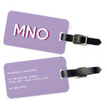 Modern Monogram Initial Lilac Luggage Tag<br><div class="desc">Modern minimalist monogram initial design which can be changed to personalize,  along with the details on the reverse. White on a lilac purple background with a burgundy drop shadow.</div>