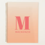 Modern Monogram Initial Name Peach Gradient Planner<br><div class="desc">Modern typography minimalist monogram initial design which can be changed to personalize. Peach gradient background.</div>