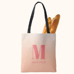 Modern Monogram Initial Name Peach Gradient Tote Bag<br><div class="desc">Modern typography minimalist monogram initial name design which can be changed to personalize on a peach gradient background.</div>