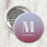 Modern Monogram Initial Name Pink Blue Gradient 1 Inch Round Button<br><div class="desc">Modern typography minimalist monogram initial name design which can be changed to personalize.  White on a pink to blue gradient background.</div>