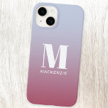 Modern Monogram Initial Name Pink Blue Gradient Case-Mate iPhone 14 Case<br><div class="desc">Modern typography minimalist monogram initial name design which can be changed to personalize.  White on a magenta pink to pale blue gradient background.</div>