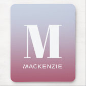 Modern Monogram Initial Name Pink Blue Gradient Mouse Pad (Front)