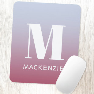 Modern Monogram Initial Name Pink Blue Gradient Mouse Pad
