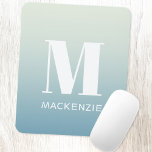 Modern Monogram Initial Name Teal Aqua Gradient Mouse Pad<br><div class="desc">Modern typography minimalist monogram initial name design which can be changed to personalize.  White on a teal to aqua blue ocean gradient background.</div>