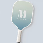 Modern Monogram Initial Name Teal Aqua Gradient Pickleball Paddle<br><div class="desc">Modern typography minimalist monogram initial name design which can be changed to personalize.  White on a teal to aqua blue ocean gradient background.</div>