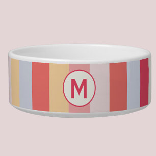 Modern Monogram Initial Pastel Candy Stripe Bowl