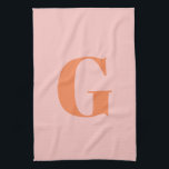 Modern Monogram Initial Pastel Pink and Orange  Kitchen Towel<br><div class="desc">Cute modern monogram with the letter of your choosing,  in pastel pink and orange.</div>