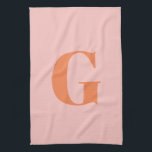 Modern Monogram Initial Pastel Pink and Orange  Kitchen Towel<br><div class="desc">Cute modern monogram with the letter of your choosing,  in pastel pink and orange.</div>