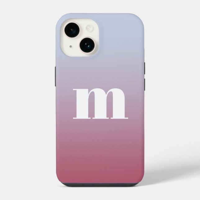 Modern Monogram Initial Pink Blue Gradient iPhone Case (Back)