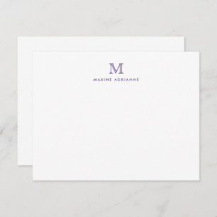 Modern Monogram Initial Purple Violet Note Card