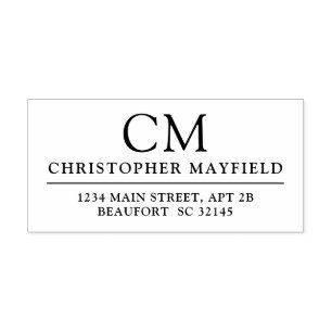 Modern Monogram Initial Return Address Rubber S Rubber Stamp
