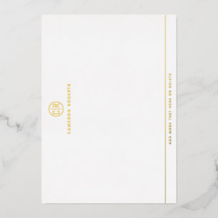 Modern monogram initial silver gold foil note card