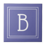 Modern Monogram Initial Very Peri Periwinkle Blue Tile<br><div class="desc">Modern & Stylish personalized monogram added to decorative chic simple updated design in trendy very peri periwinkle blue and white. Great gift idea! Easily customize with design tool to make it your own! Contact me at beachpausedesigns@gmail.com if you need help or have questions with this or any of our designs....</div>