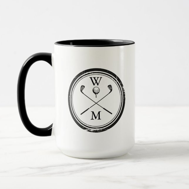 Modern Monogram Initials Black and White Mug (Left)