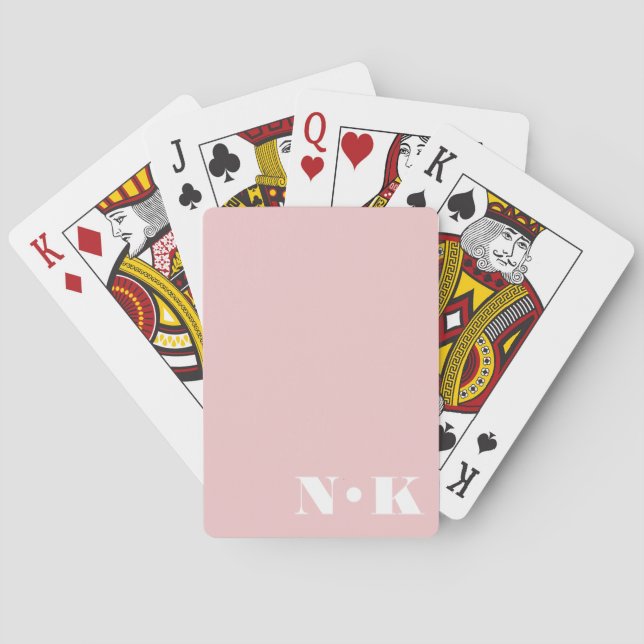 Modern Monogram Initials Blush Pink Custom Wedding Playing Cards (Back)