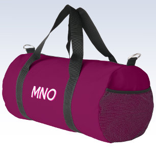 Modern Monogram Initials Dark Pink Burgundy Duffle Bag