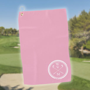 Modern Monogram Initials Feminine Pink Golf Towel