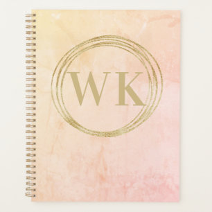 Modern Monogram Initials Gold Circles Planner