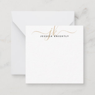 Modern Monogram Initials Gold Script Minimal Card