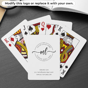 Modern Monogram Initials Logo White Playing Cards