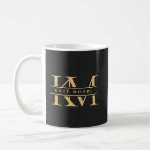 Modern Monogram Initials Professional Black Gold Coffee Mug