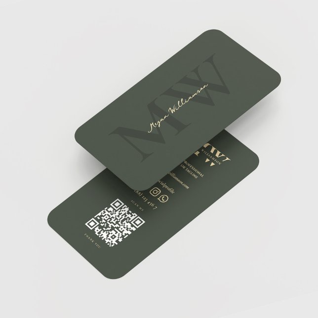 Modern Monogram Initials Professional Dark Green Business Card (Modern Monogram Initials Professional Dark Green Business Card
)