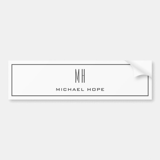 Modern Monogram Initials Professional Plain Simple Bumper Sticker (Front)