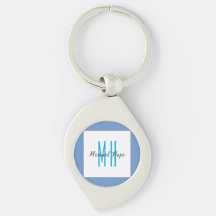 Modern Monogram Initials Professional Plain Simple Keychain