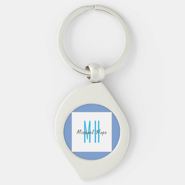Modern Monogram Initials Professional Plain Simple Keychain (Front)