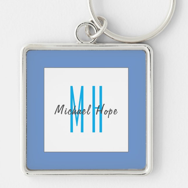 Modern Monogram Initials Professional Plain Simple Keychain (Front)
