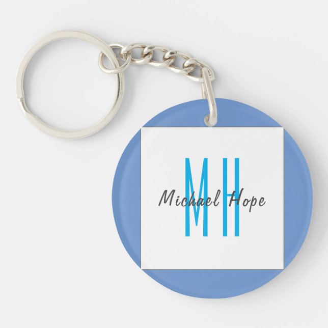 Modern Monogram Initials Professional Plain Simple Keychain (Front)