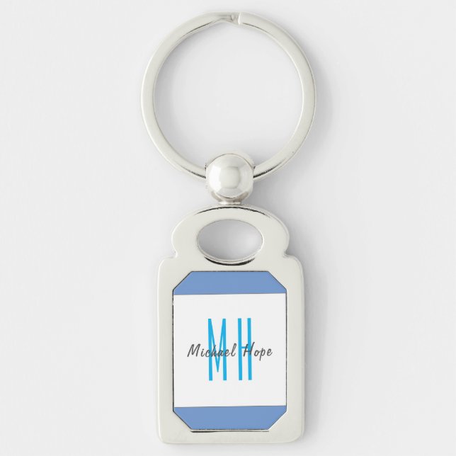 Modern Monogram Initials Professional Plain Simple Keychain (Front)