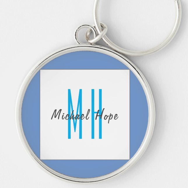 Modern Monogram Initials Professional Plain Simple Keychain (Front)