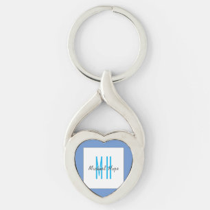 Modern Monogram Initials Professional Plain Simple Keychain