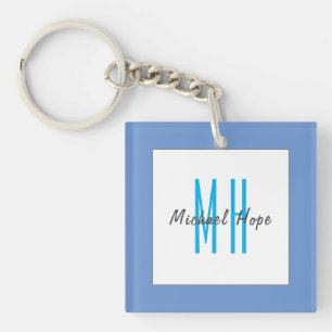 Modern Monogram Initials Professional Plain Simple Keychain