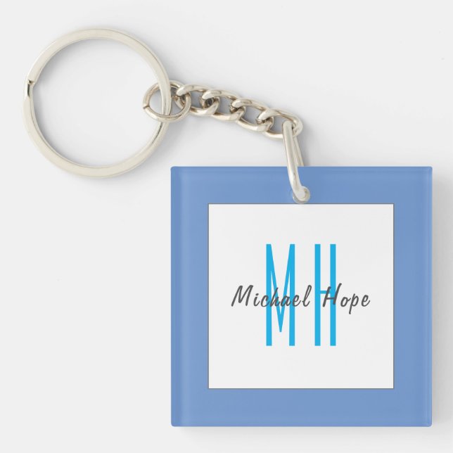 Modern Monogram Initials Professional Plain Simple Keychain (Front)
