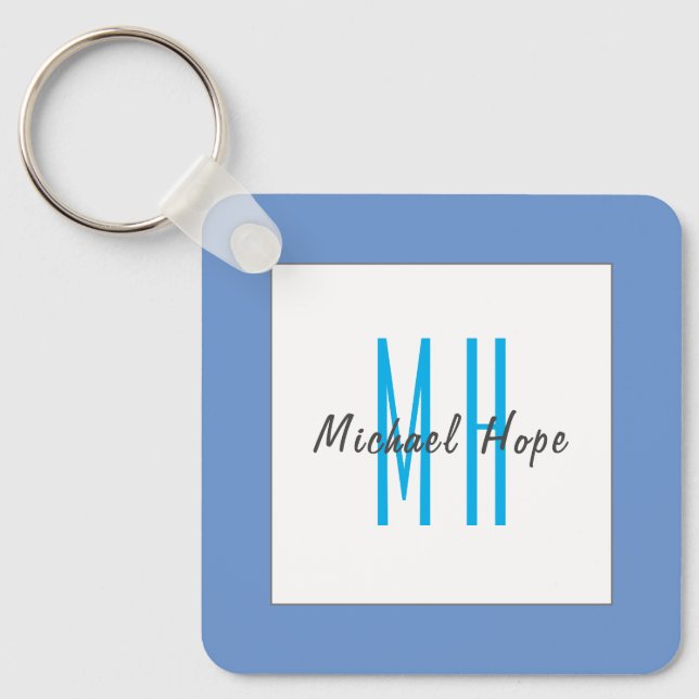 Modern Monogram Initials Professional Plain Simple Keychain (Front)